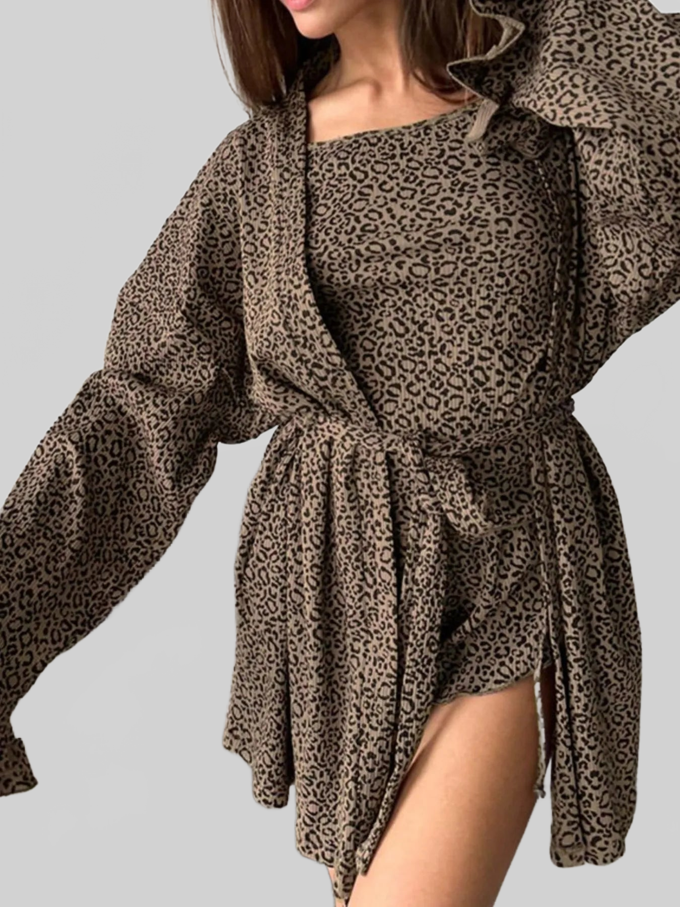 Leopard Cami Cardigan and Shorts 3-Piece Set nicholesgifts