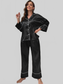 Contrast Piping Button-Up Top and Pants Pajama Set nicholesgifts