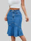 High Waist Mermaid Hem Denim Skirt nicholesgifts