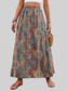 Slit Printed Elastic Waist Skirt nicholesgifts