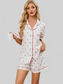 Cheery Print Collared Neck Top and Shorts Lounge Set nicholesgifts