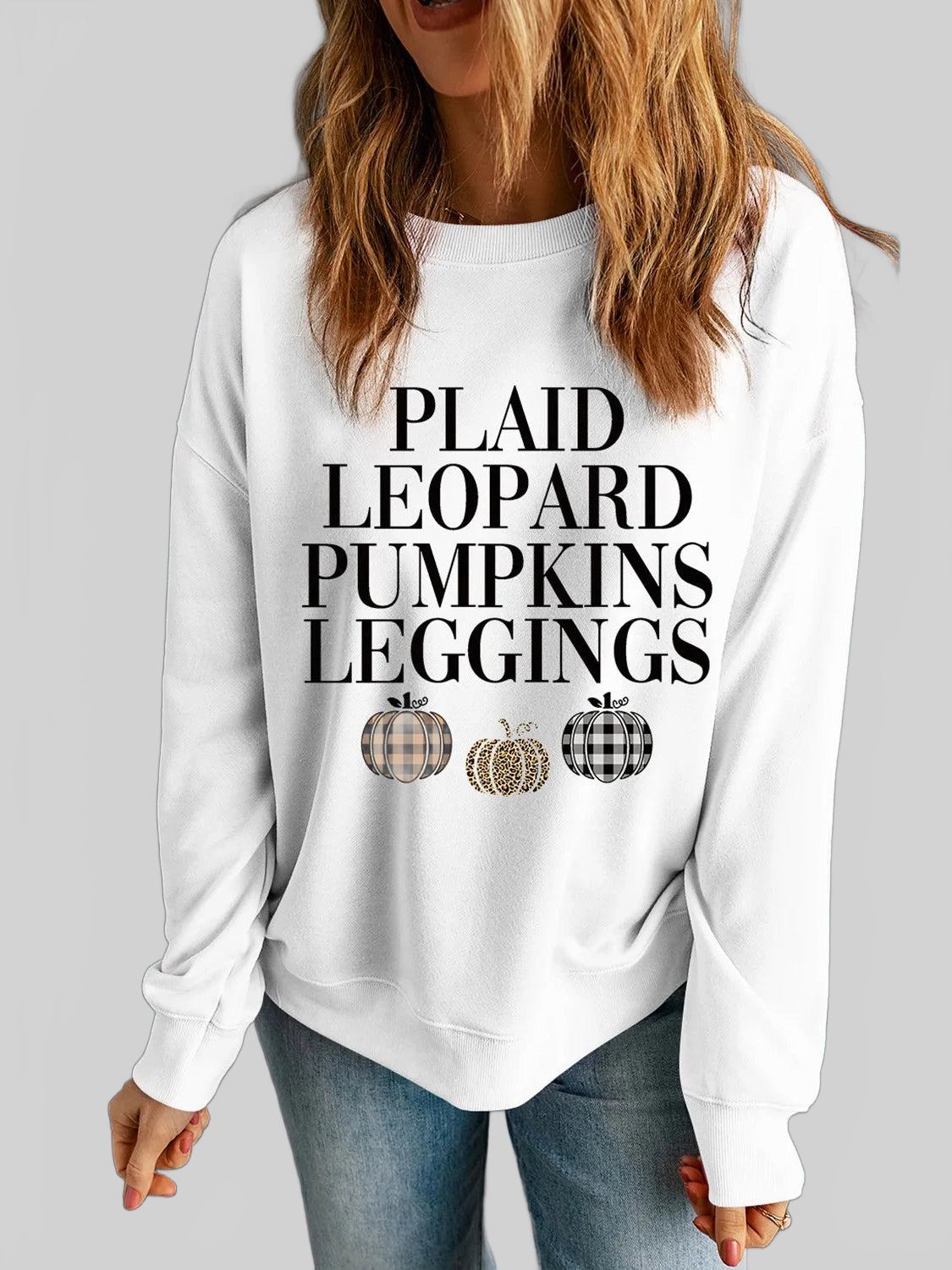 Letter Graphic Round Neck Long Sleeve Sweatshirt nicholesgifts