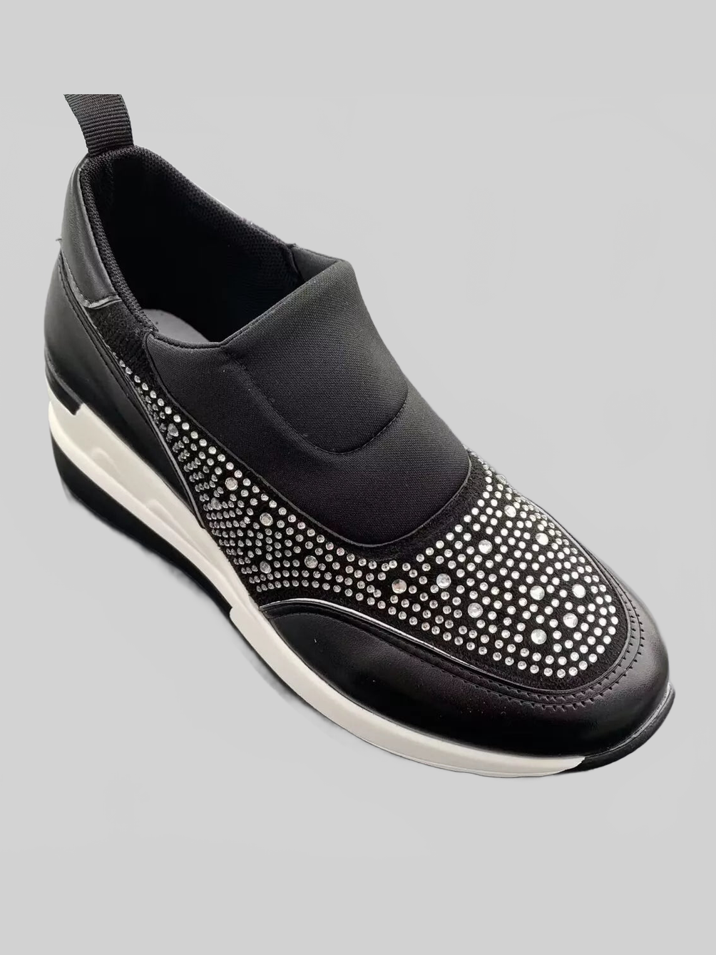 Women Rhinestone Embellished Wedge Sneakers nicholesgifts