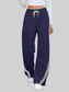 Women Side Striped Wide Leg Pants nicholesgifts