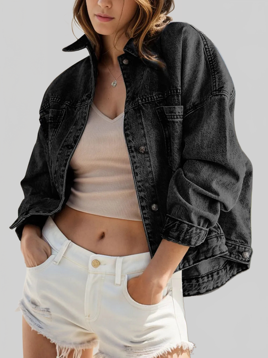 Pocketed Button Up Denim Jacket nicholesgifts