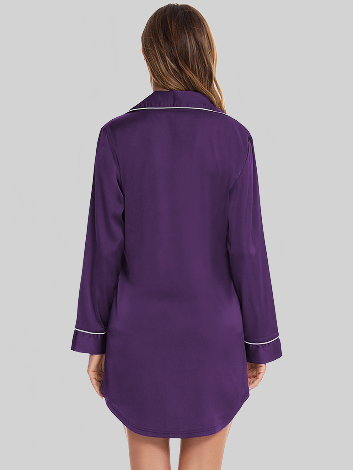 Button Up Lapel Collar Night Dress with Pocket nicholesgifts