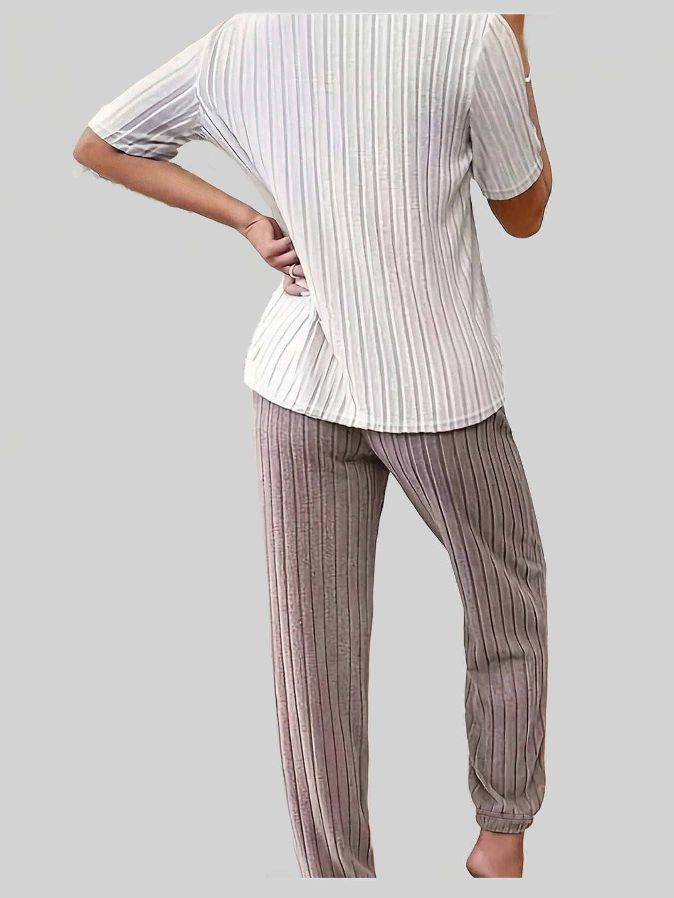 Heart Ribbed Knit Top and Pants Lounge Set nicholesgifts
