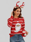 Women Sequin Santa Striped Round Neck Long Sleeve Sweater nicholesgifts