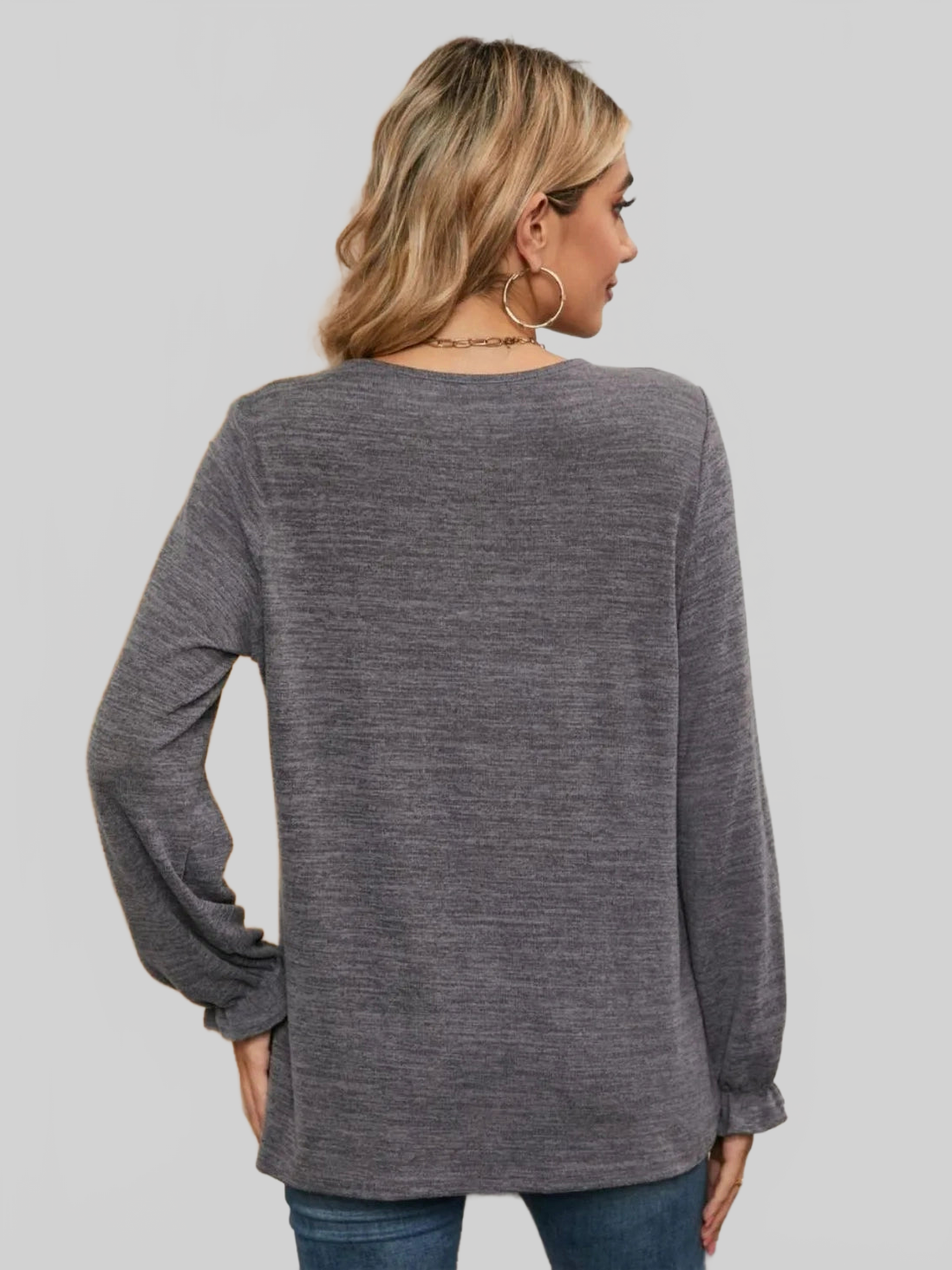 Ruched Round Neck Flounce Sleeve T-Shirt NicholesGifts