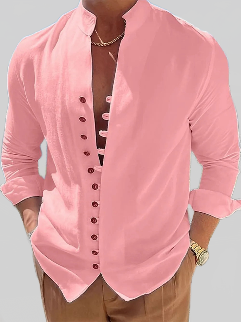 Men's Full Size Button Front Long Sleeve Shirt Plus Size nicholesgifts