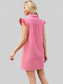 Ruffled Button Up Cap Sleeve Denim Dress nicholesgifts
