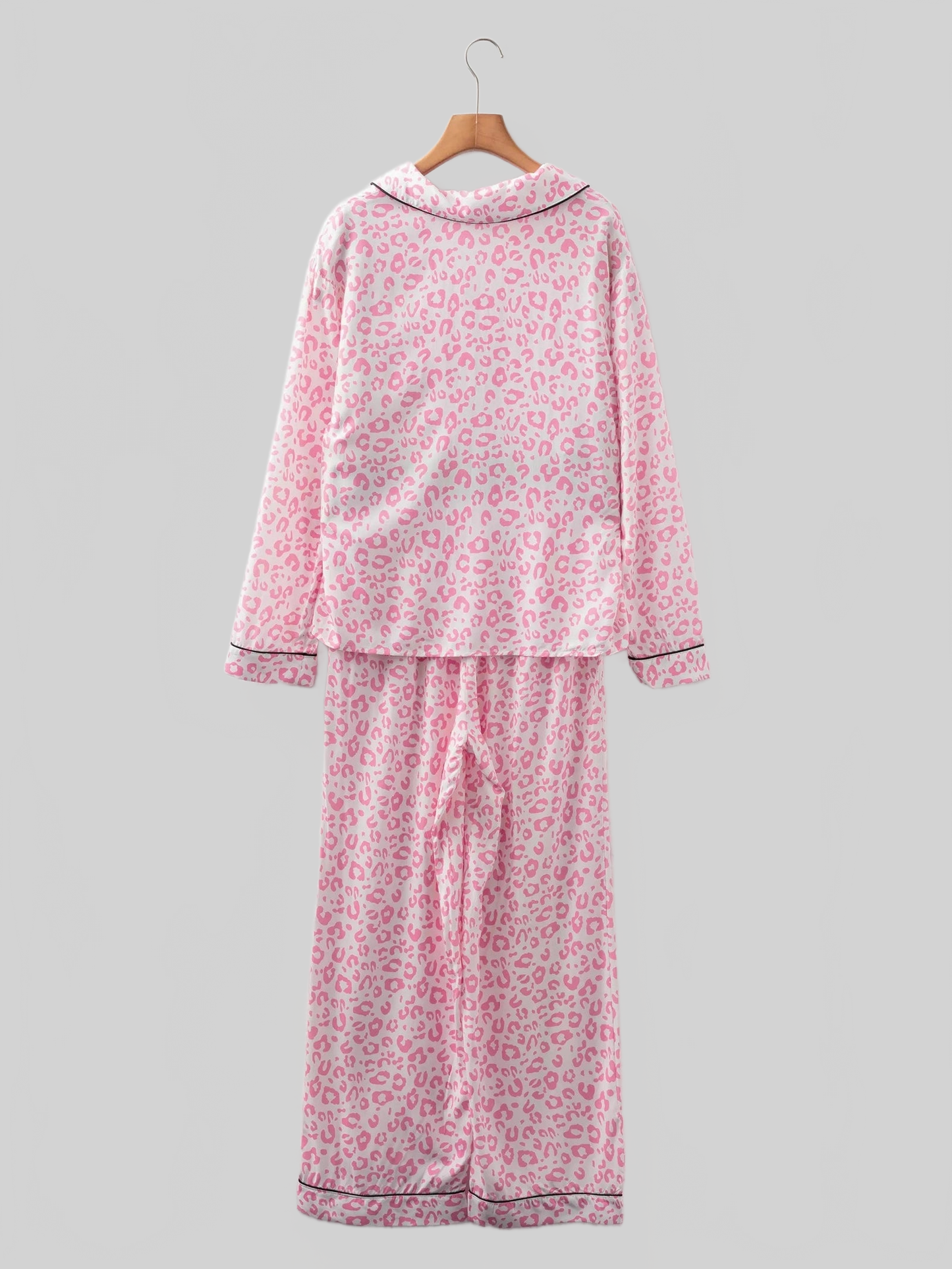 Leopard Print Button Up Top and Pants 2cps Pajama Set nicholesgifts