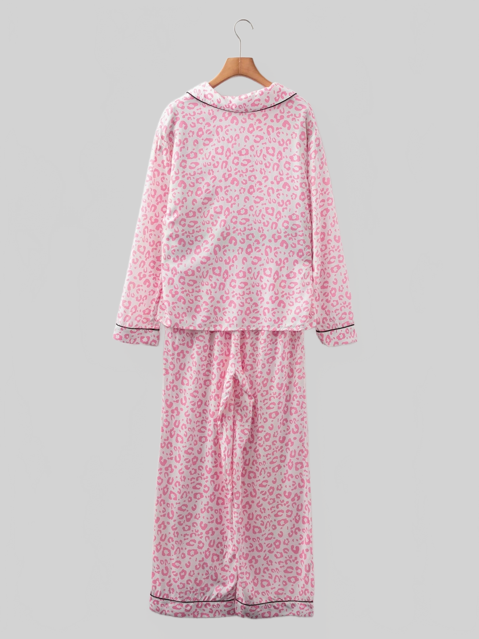 Leopard Print Button Up Top and Pants 2cps Pajama Set nicholesgifts