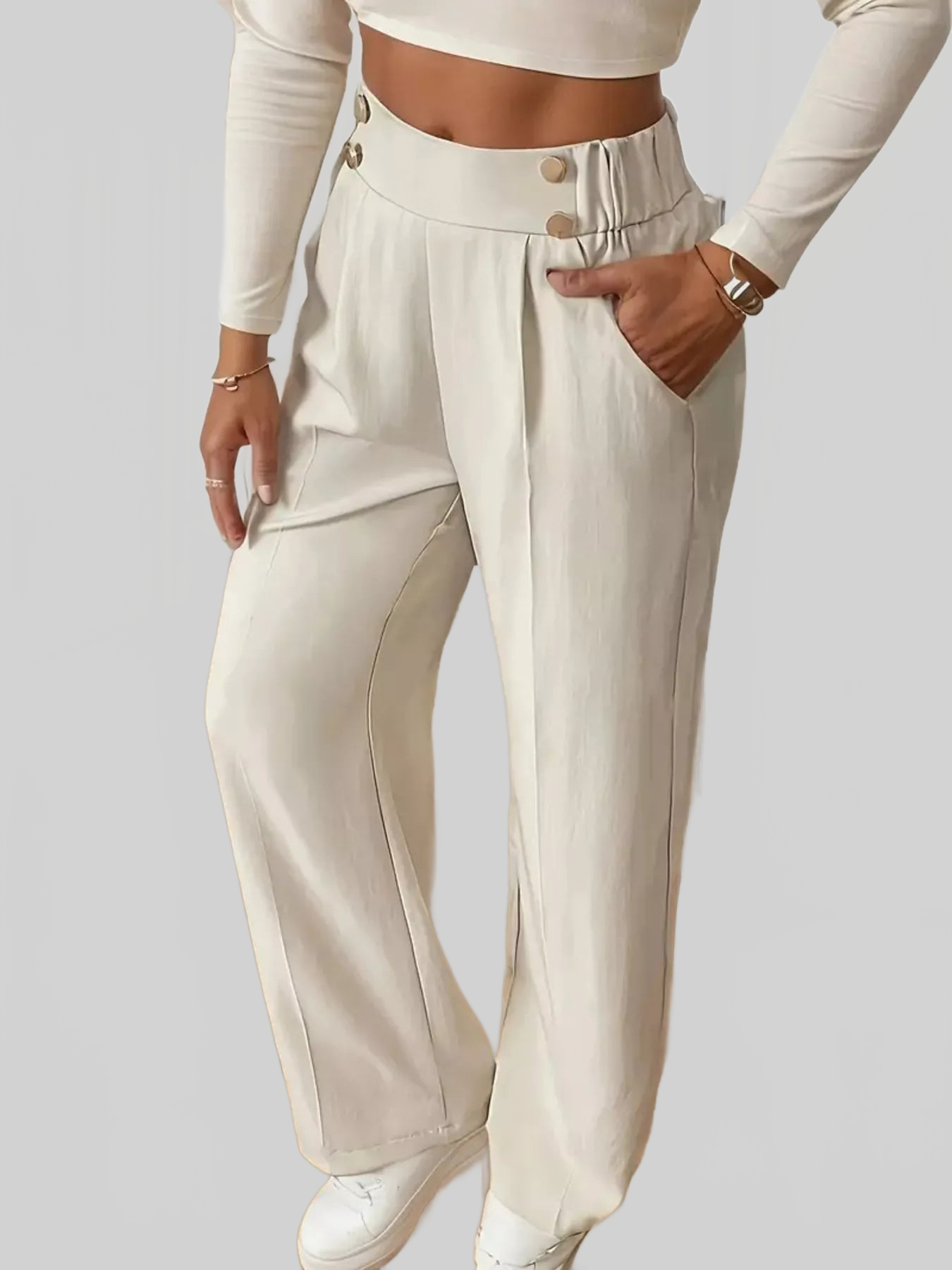 Women Full Size High-Waisted Wide-Leg Pants Plus Size nicholesgifts