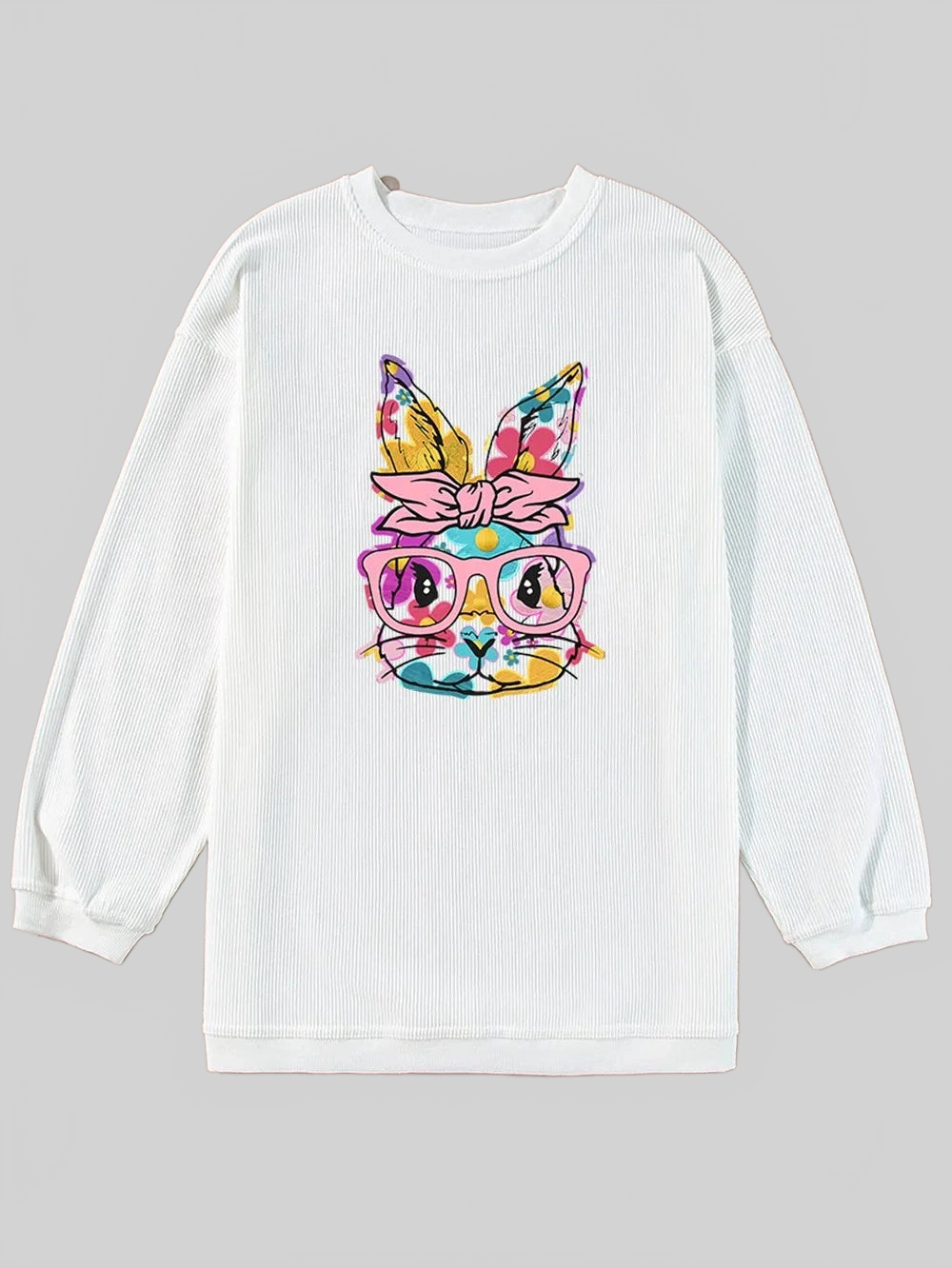 Bunny Graphic Round Neck Sweatshirt nicholesgifts