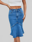 High Waist Mermaid Hem Denim Skirt nicholesgifts