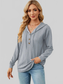 Drawstring Half Button Long Sleeve Hoodie nicholesgifts