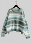 Women Striped Round Neck Long Sleeve Pullover Sweater nicholesgifts
