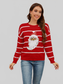 Women Sequin Santa Striped Round Neck Long Sleeve Sweater nicholesgifts