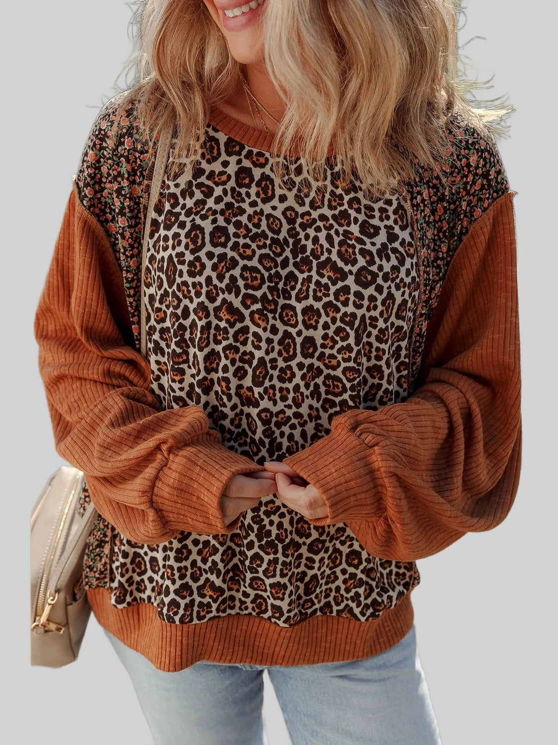 Leopard Print Long Sleeve Sweatshirt nicholesgifts
