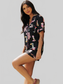 Printed Button Up Short Sleeve Top and Shorts Lounge Set nicholesgifts