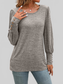 Women Decorative Button Round Neck Long Sleeve T-Shirt NicholesGifts