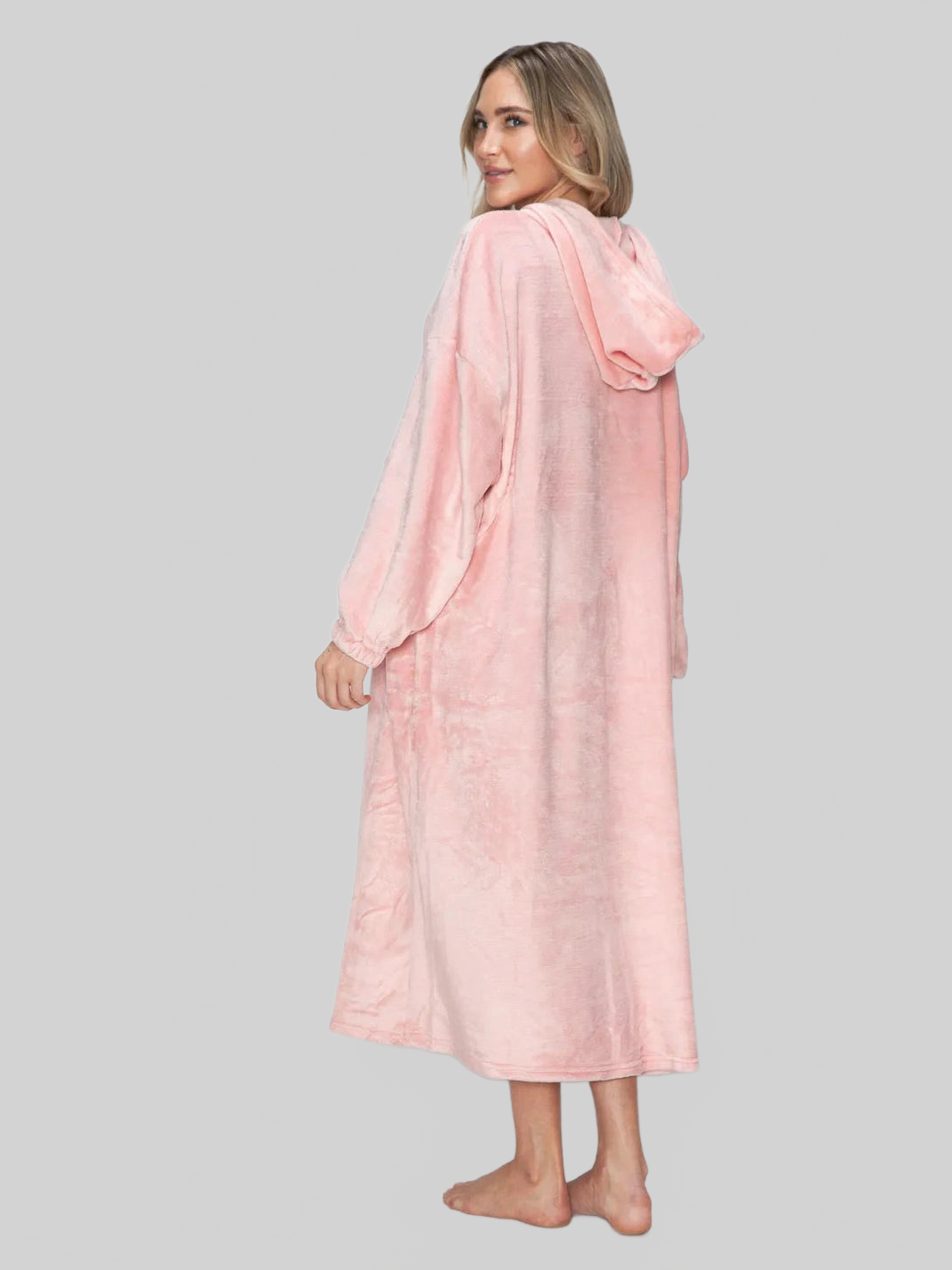 Double Take Full Size Pocketed Hooded Midi Lounge Dress nicholesgifts