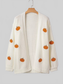 Women Halloween Pumpkin Embroidered Knit Cardigan nicholesgifts