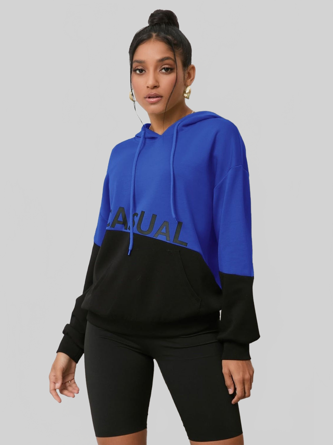 Women Casual Graphic Two-Tone Long Sleeve Hoodie NicholesGifts