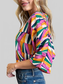 Women Double Take Full Size Geometric Notched Dolman Sleeve Top nicholesgifts
