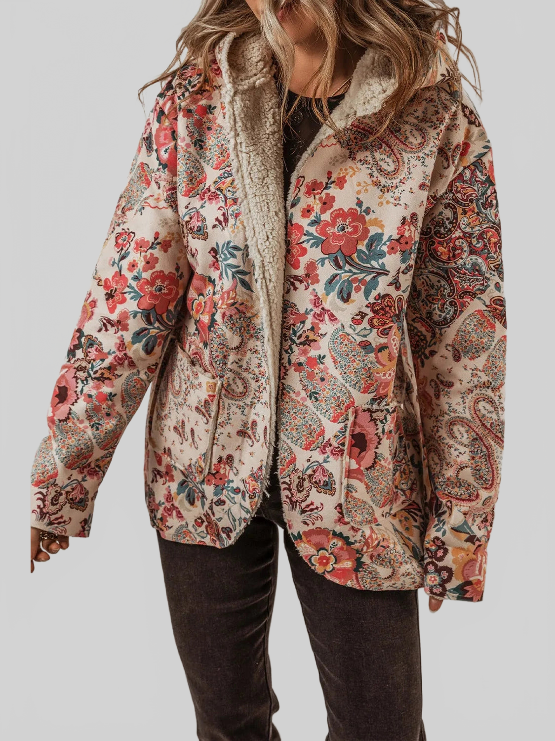 Printed Long Sleeve Hooded Jacket nicholesgifts