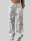 Women Abstract Print Wide Leg Pants nicholesgifts