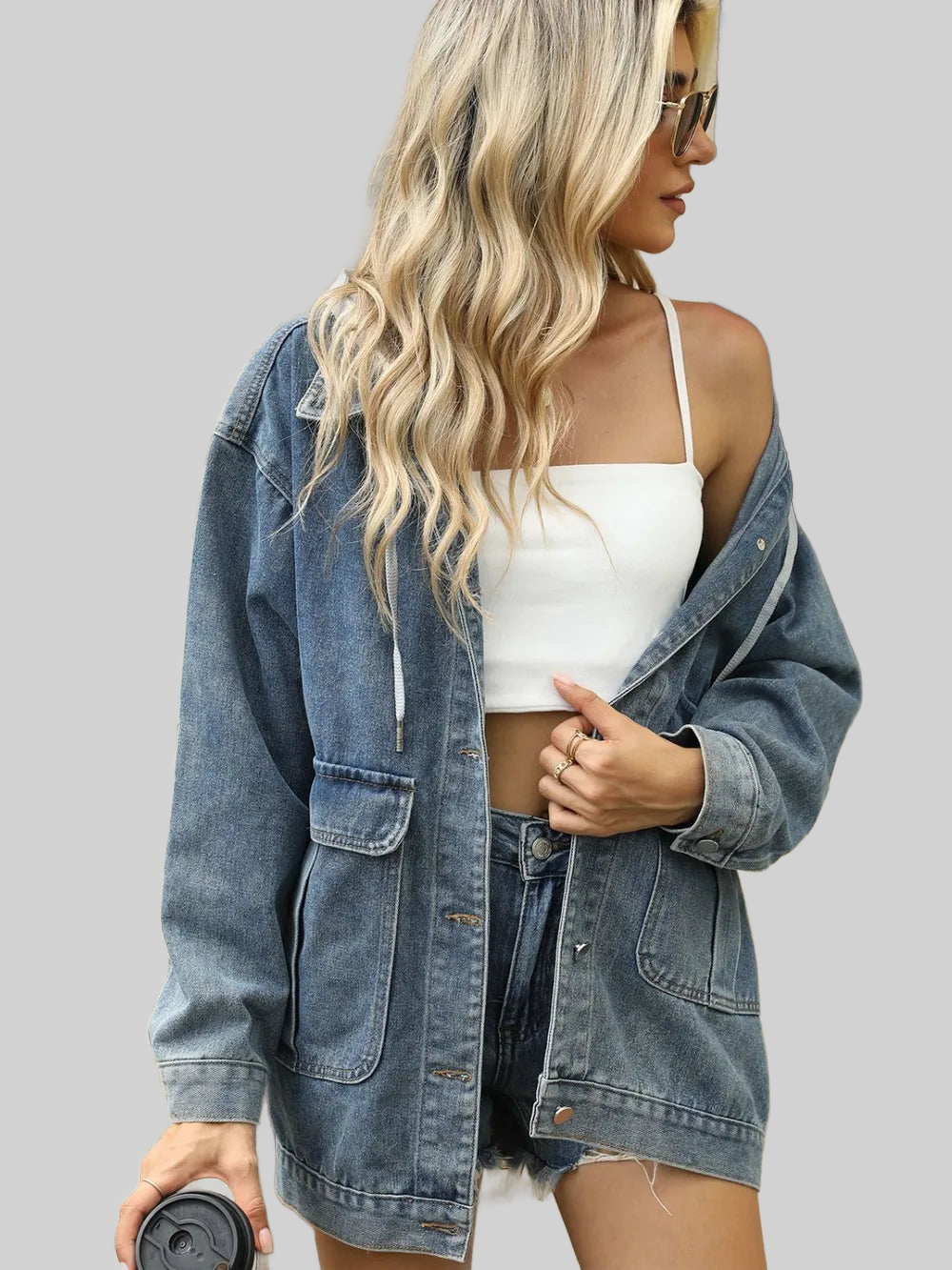 Button Up Long Sleeve Denim Jacket nicholesgifts