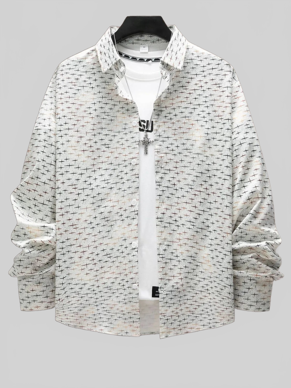 Men's Full Size Collared Neck Long Sleeve Shirt Plus Size nicholesgifts