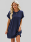 Round Neck Rolled Short Sleeve Tee Dress nicholesgifts