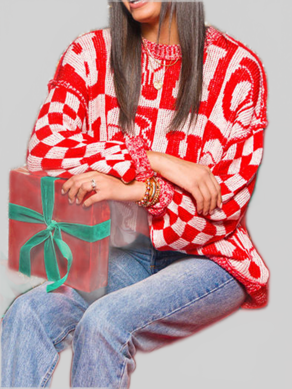 Women Letter Round Neck Long Sleeve Sweater nicholesgifts