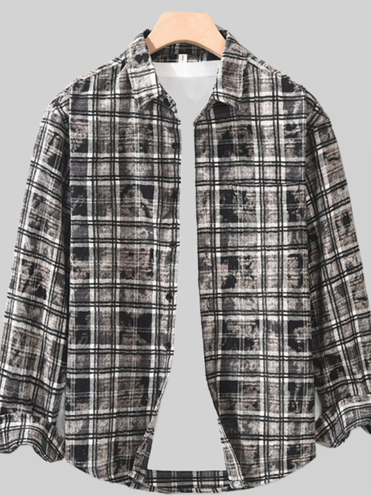 Men's Plus Size Plaid Button Up Long Sleeve Shirt nicholesgifts