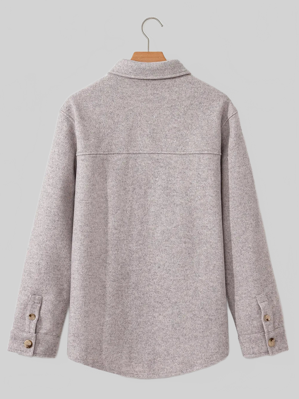 Button Up Collared Neck Long Sleeve Jacket NicholesGifts