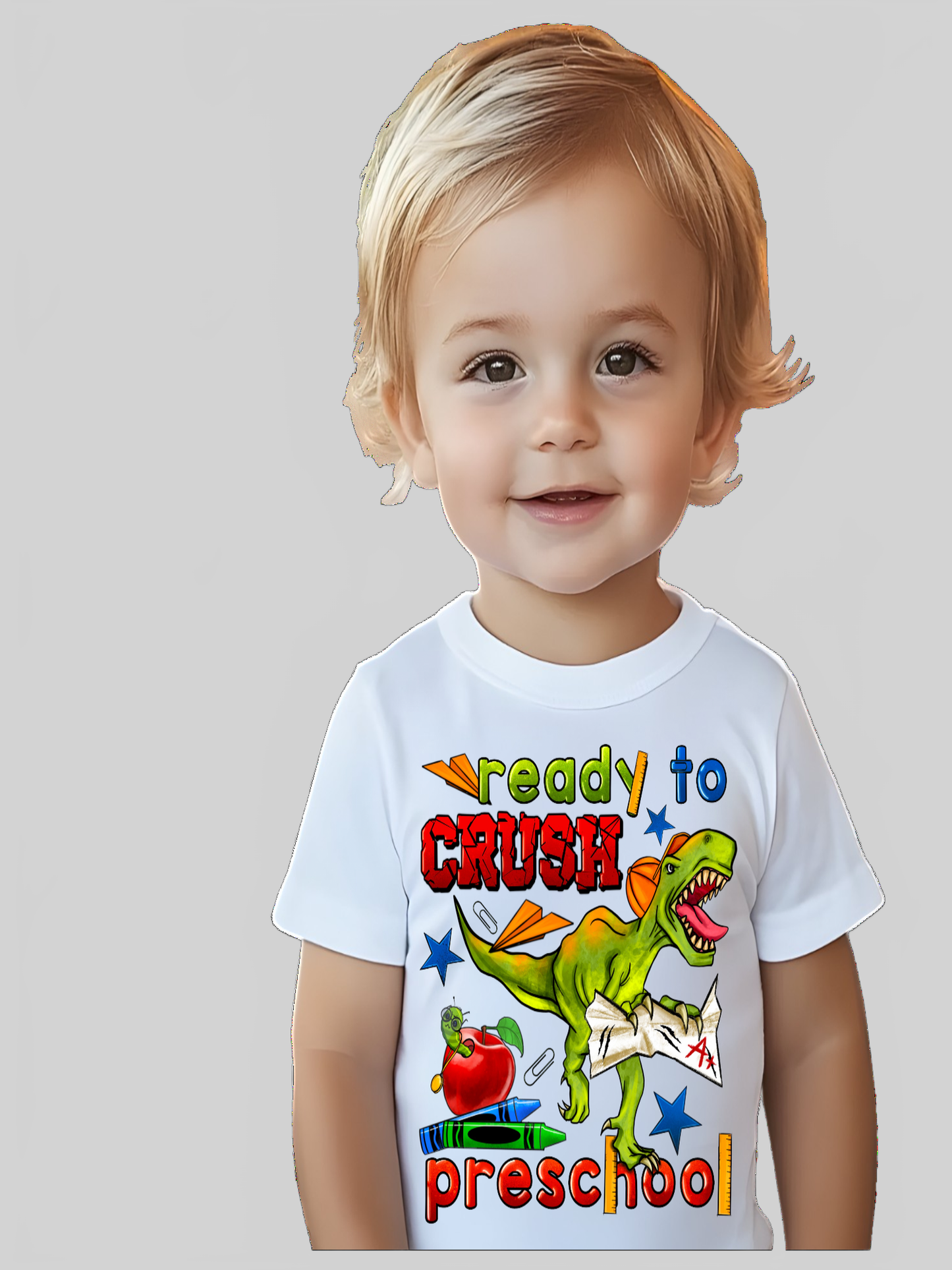 Toddler Boys Dinosaur Ready To crush Preschool Short Sleeve Premium T-Shirt nicholesgifts