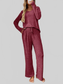 Ribbed Long Sleeve Top and Pants Lounge Set nicholesgifts