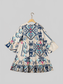 Printed Notched Three-Quarter Sleeve Mini Dress nicholesgifts