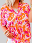 Printed V-Neck Short Sleeve Blouse nicholesgifts