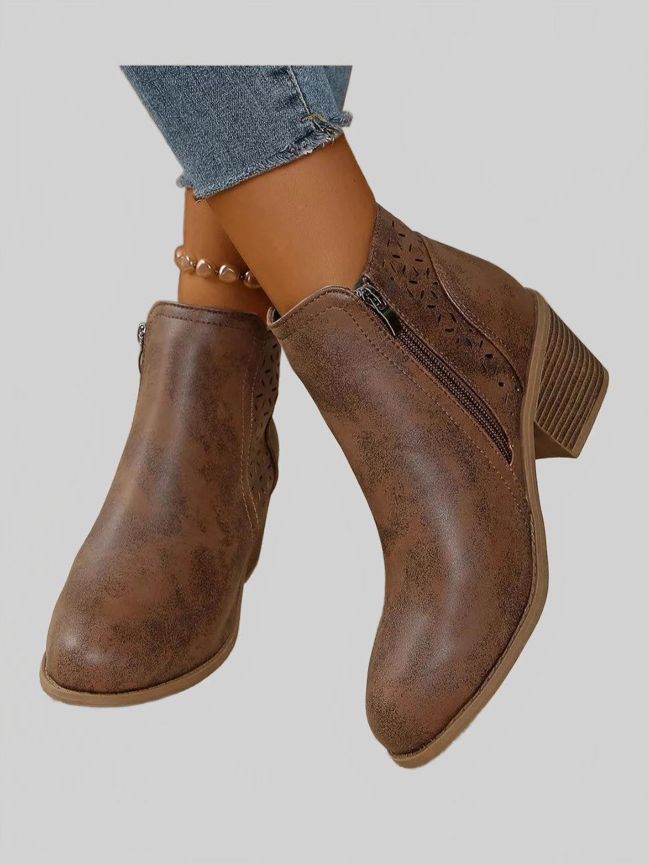 Point Toe Block Heels Boots nicholesgifts