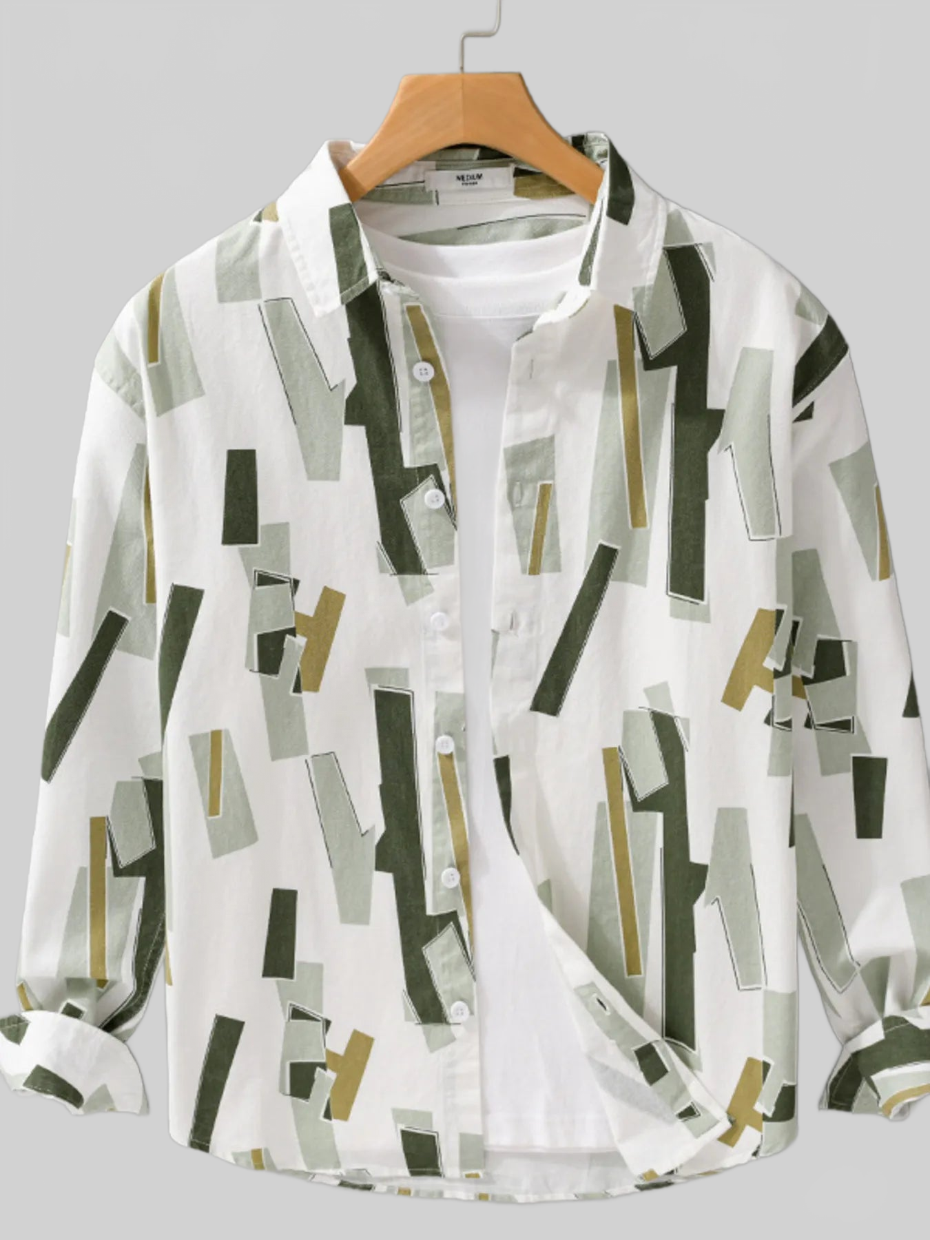 Men's Plus Size Printed Button Up Long Sleeve Shirt nicholesgifts