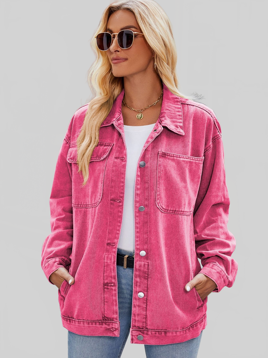 NicholesGifts Women Button Up Denim Jacket with Pockets NicholesGifts