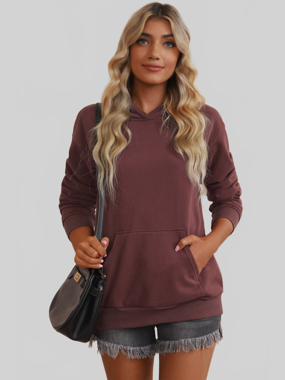 NicholesGifts Women Dropped Shoulder Kangaroo Pocket Hoodie NicholesGifts