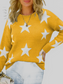 Star Pattern Round Neck Pullover Sweater nicholesgifts