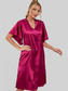 Satin Flutter Sleeve Side Slit V-Neck Night Dress nicholesgifts