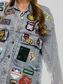 Embroidered Patch Button Up Long Sleeve Denim Jacket nicholesgifts