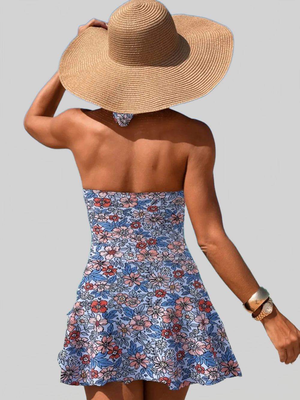 Women Cutout Printed Halter Neck One-Piece Swimwear nicholesgifts